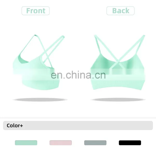 Ribber Camisole Women Yoga Fitness Workout Sports Bra Custom Print High Impact Strappy Bras Top photo-4