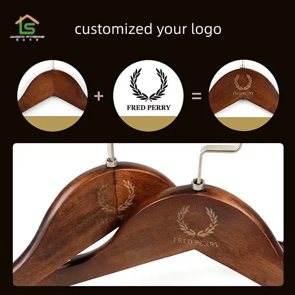 Custom Branded Stylish Luxury Wood Wide Shoulder Suit Hangers For Display Garment Hangers photo-3