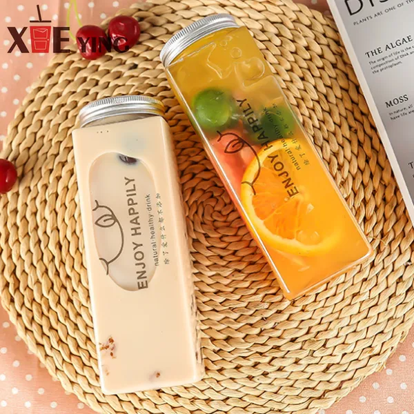 Plastic Beverage Juice Bottle With Reusable Transparent Plastic Bottle and Aluminum Lids photo-4