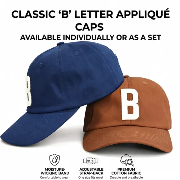 Americana Ivy League Merch Felt Fabric Alphabet B Patch Navy Brown 6 Panel Dad Cap
