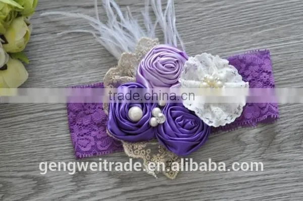Wholesale Beautiful Girls Hair Accessory Fashion Feather Flower Baby Kids Headband for 0-3years photo-5