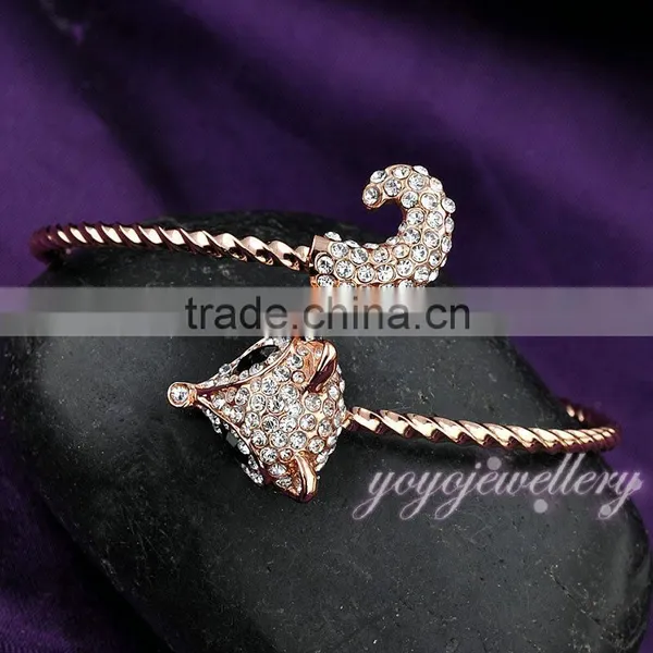 New Launched Rose Gold Cuff Women Fake Crystal Bangles photo-6