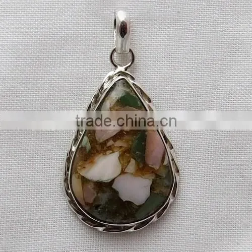 Design Bezel Setting Fuchsite Pendant, Gemstone Silver Jewellery, Silver Jewellery India photo-5