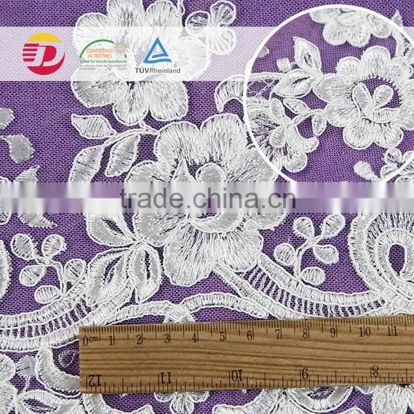 Wholesale Cheap Nylon Cotton African Guipure Lace Fabric for Dress Flower Embroidered in 2016 photo-3