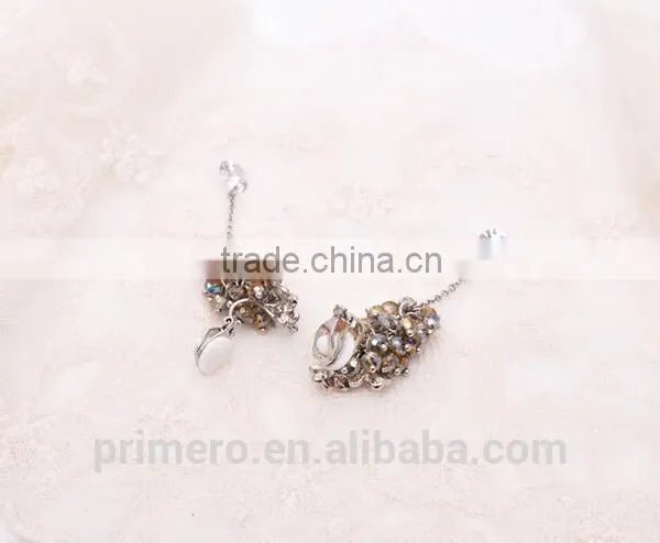 High Quality Brand Designs Clover Crystal Beads Tassel Earrings photo-6