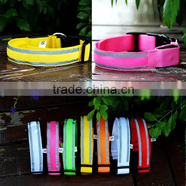 Yl67 Newest Reflective Stripe Dog Collar LED Flash Dog Collar