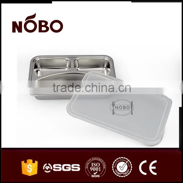 Metal 201 Stianless Steel 3 Compartment Bulk Dinner Food Tray photo-6