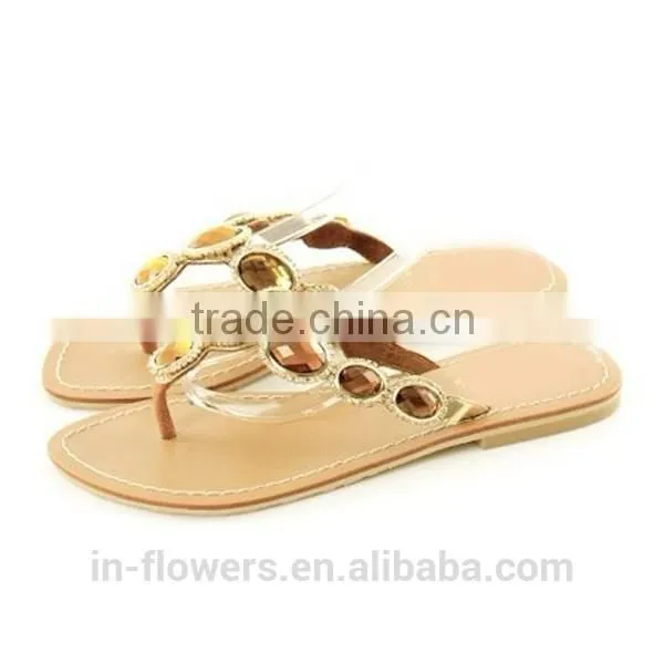 New Womans Artificial Stone Toe Post Ladies Slippers Sandals 2015 photo-3