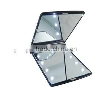 Plastic Makeup Mirror With Led Lights / Lighting Pocket Led Makeup Mirror / Square Compact Led Mirror Light photo-3
