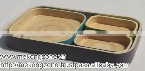 Lacquered Bamboo Sushi Tray-set of 4pcs