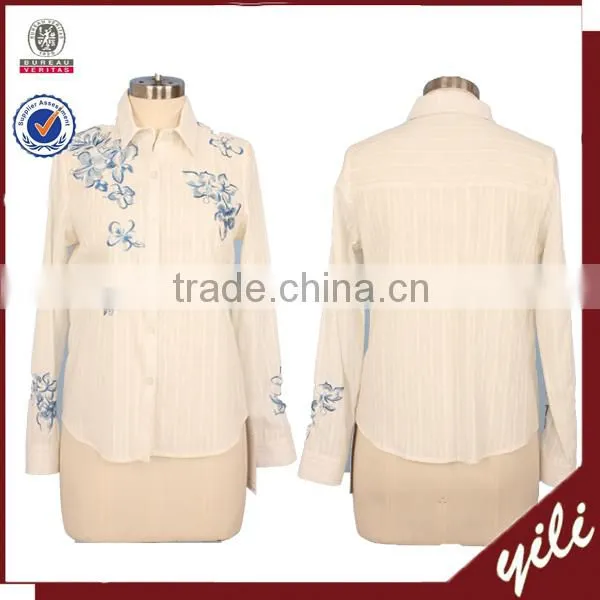 2016 Women Long Sleeve Flower Embrordered t Shirts