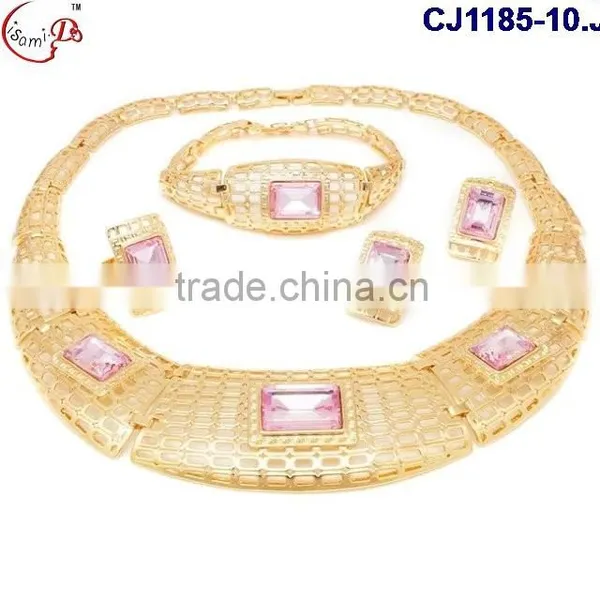 CJ1185-2 Hot Sell Fashion Good Quality 18k Dubai Gold Jewelry Set for Party photo-4