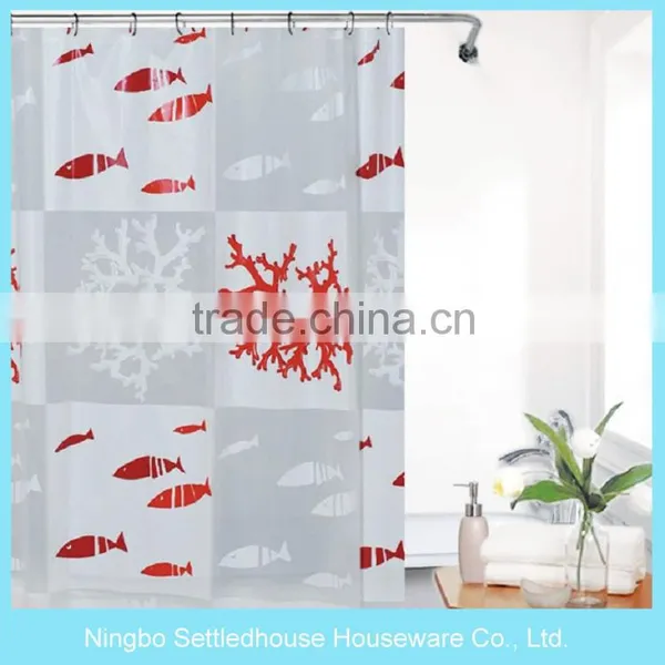 Ocean Bright Colored Biological PEVA Shower Curtain With Weight photo-2