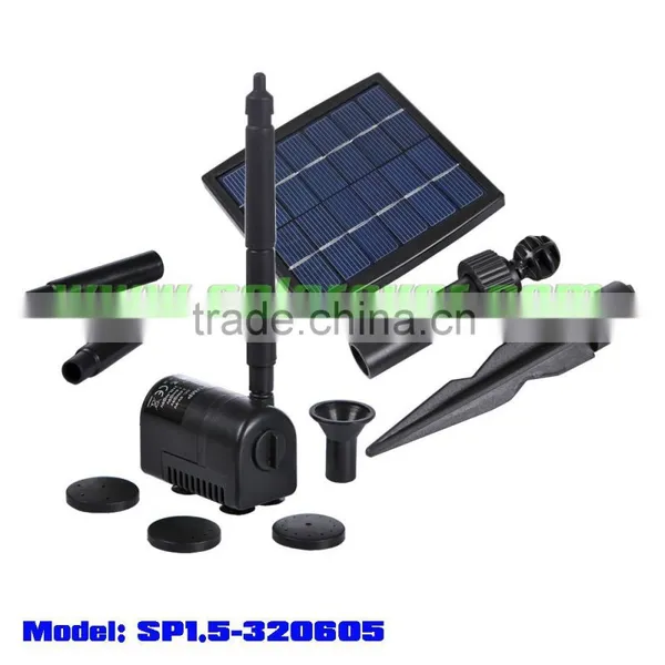 0.52m Head 150LPH Flow Rate Solar Brushless Fountain Pump With 1.5w Solar Panel (SP1.5-320605)