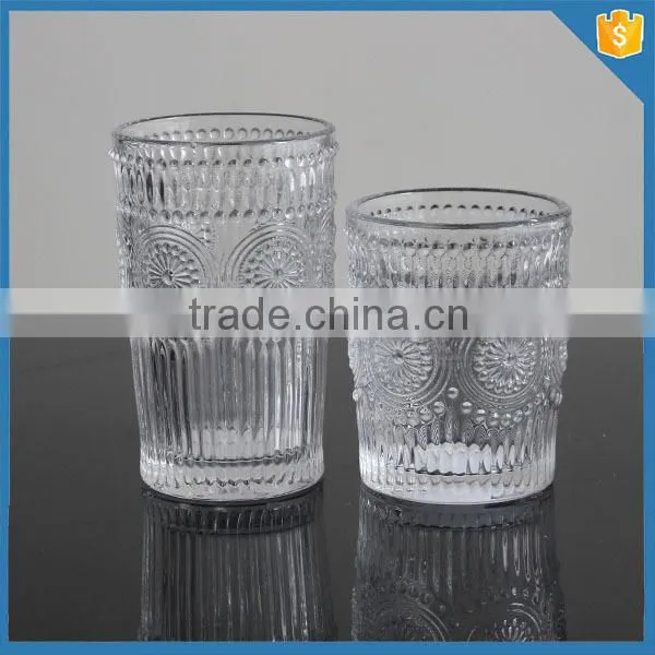 Pressed Sunflower Embossed Glass Tumbler Wine Glasses photo-4