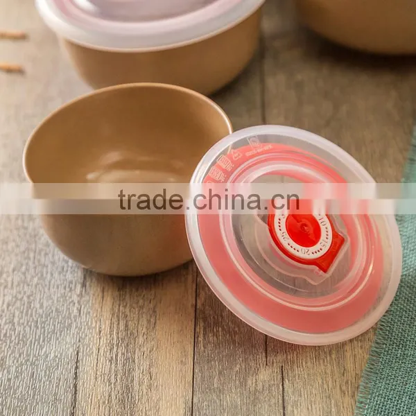 Organic Eco-friendly Cheap Kitchen Rice Husk Fiber 4pcs Round Bowl photo-2