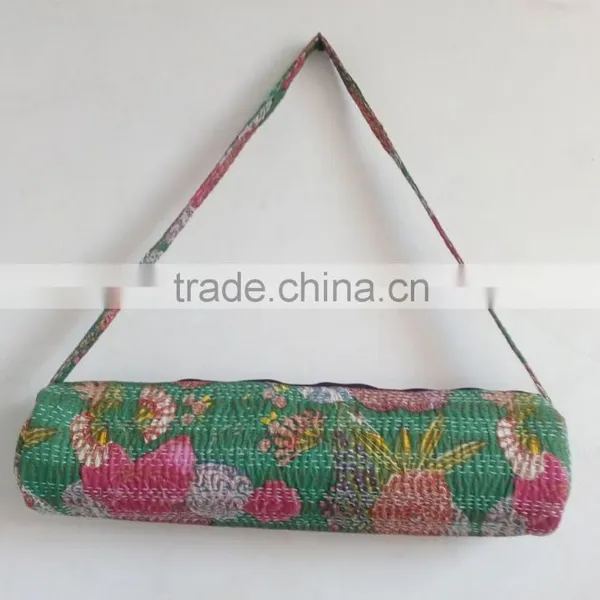 Satchel Shoulder Bag Hippie Embroidery Yoga Bag Kantha Yoga Bag Unisex Shoulder Bag Traditional Yoga Mat Bag Indian Ethnic Bag photo-2
