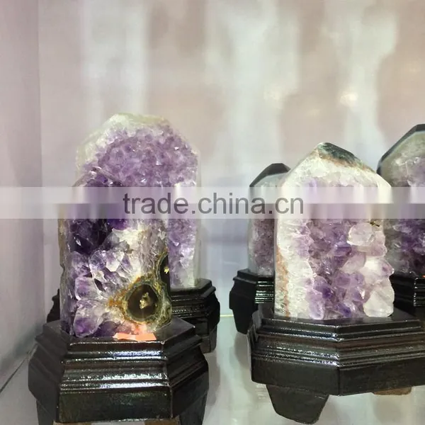 Natural Amethyst Geode Cluster Wand Point Crystal Ornaments For Sale photo-5