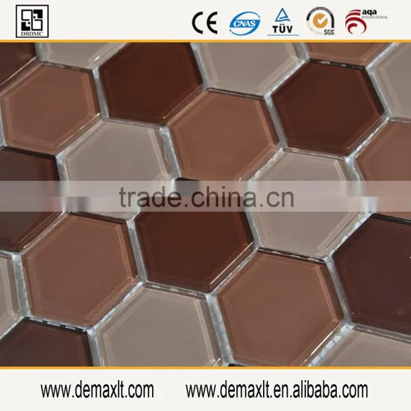 Hot Sale Home Hight- Grade Design Crystal Hexagon Glass Mosaic Tile photo-2