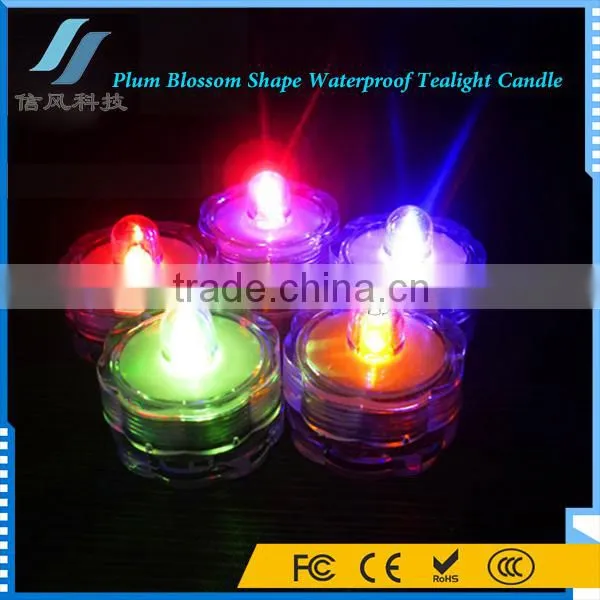 12Pcs Colorful Plum Blossom Shape Mini Submersible Waterproof Tea Lights Decorative Candle photo-2