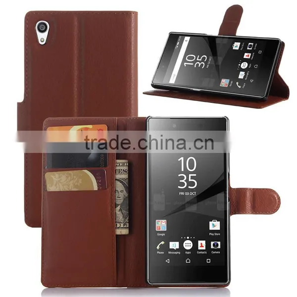 Cheap Goods From China Credit Card Slots Wallet Lychee Leather pu Leather Cover for Sony z5 Premium Wholesale photo-2