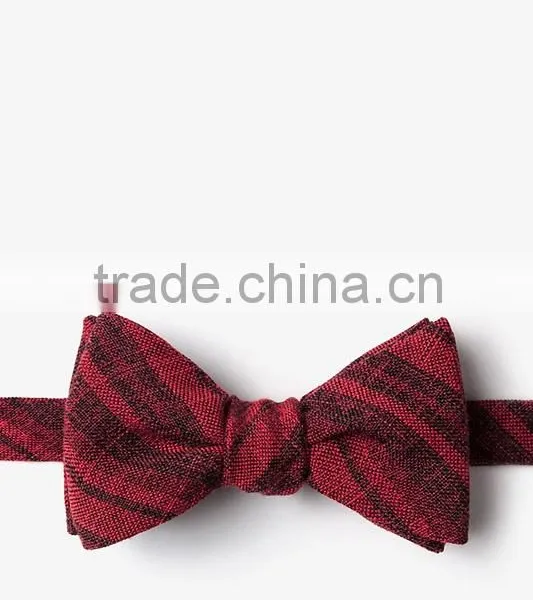 High Quality Cotton Linen Striped Large Mens Double Side Self Tie Bow Tie on Sale photo-4