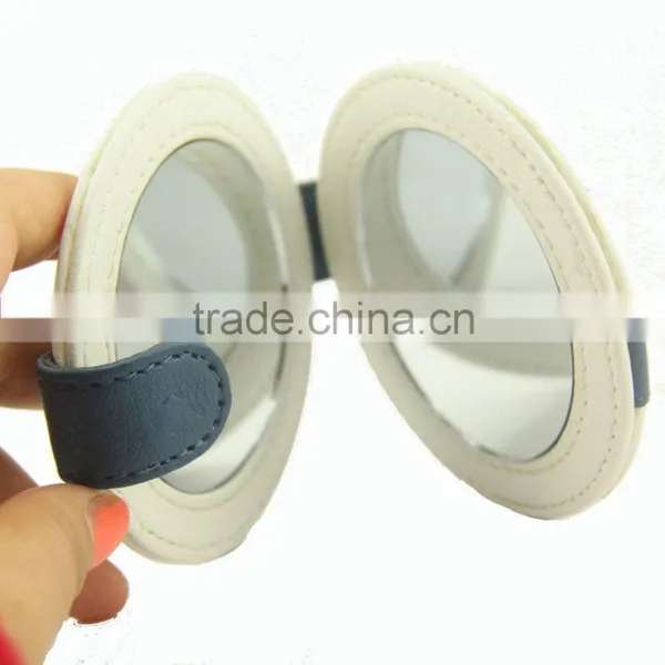Fine Workmanship Round Folding Factory Price PU Pocket Mirror photo-4
