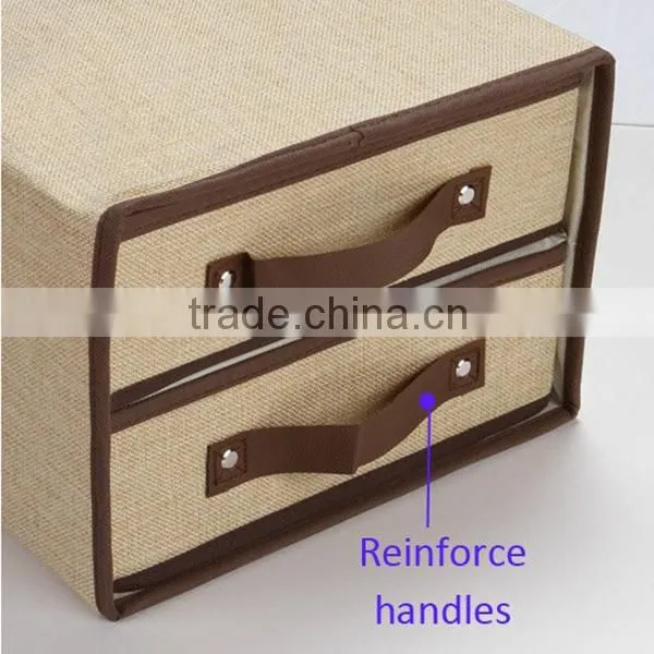 Cheap Collapsible Canvas Bedside Organizer Chest , Mini Treasure Chest Drawer Storage Box photo-5