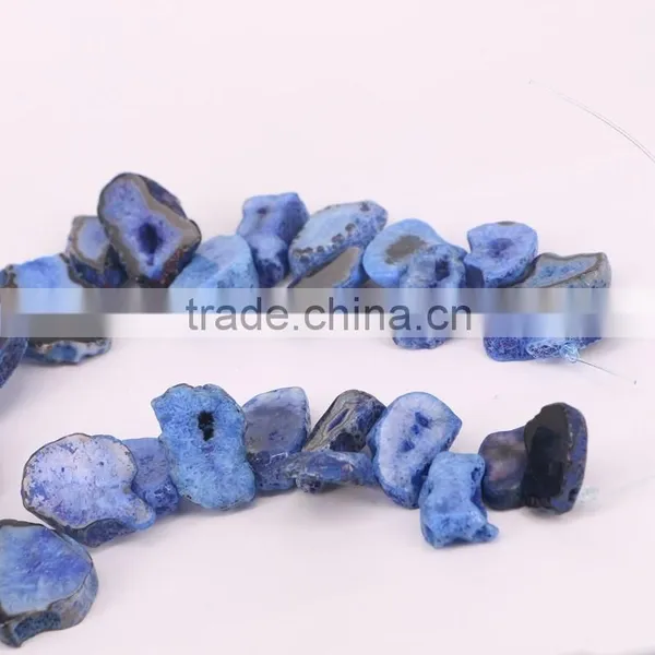 Dark Blue Agate Stone Druzy Beads - Agate Connector Stones For Jewelry Making photo-2