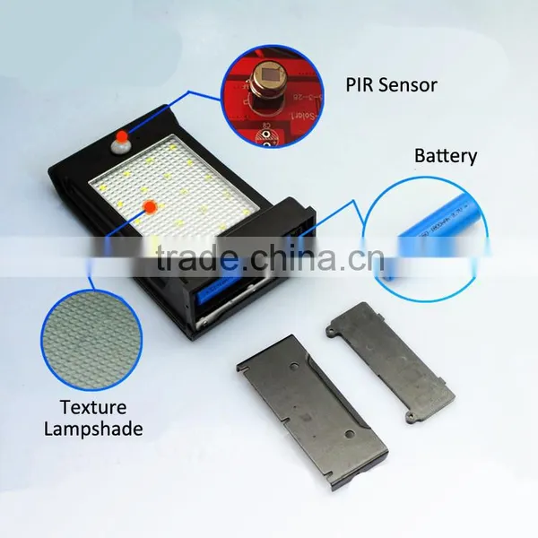 20 Led Panel Texture Lampshade 1800mah Ni-MH Battery PIR Sensor + Light Control Solar Motion Light photo-6