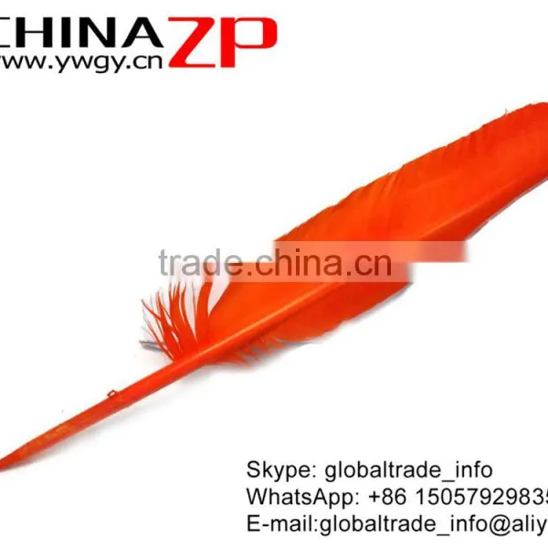 ZPDECOR Wholesale Plumage High Quality Natural Dyed Orange Turkey Pointers Quill Large Feathers photo-3