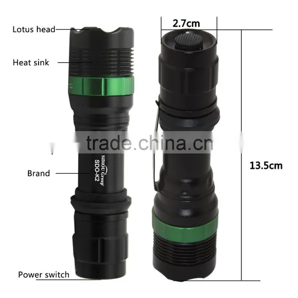Sidiou Group Super Bright T6 LED Flashlight Torch 900 Lumens 7W Zoomable Torch Set With USB Rechargeable Bicycle Taillight photo-2