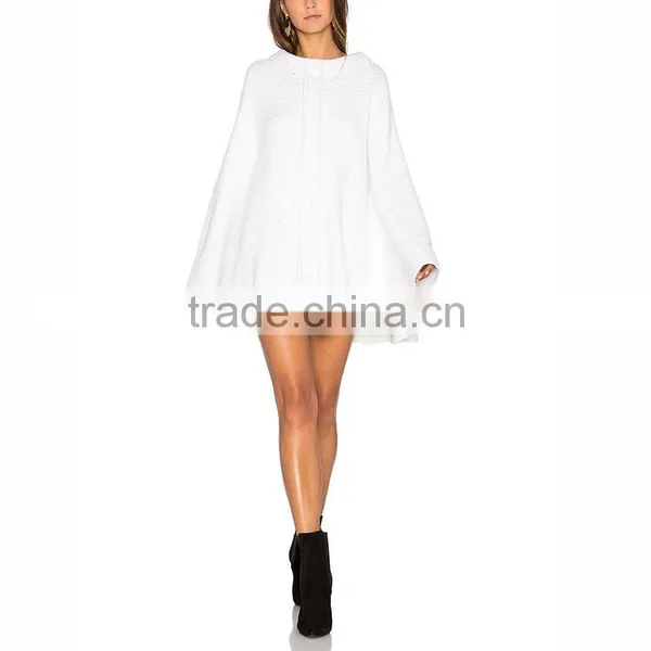 OEM Woman Tops Clothing Poncho Coat Fashion Pullover Sweater Knit Cape photo-3