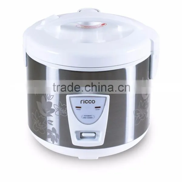 1.8L Stainless Steel Rice Cooker With Floral on Outer Body