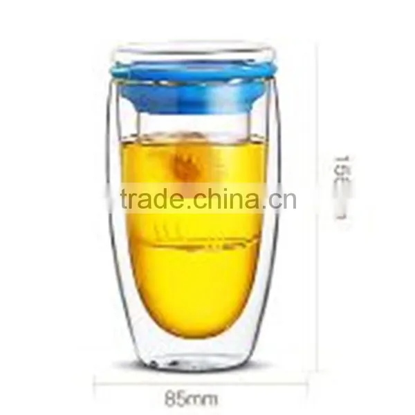 Drinkware Type Heat Resistant Double Wall Borosilicate Glass Cup With Filter And Glass Lid Stockage. photo-5