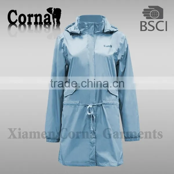 2016 New Style Women Leisure Long Raincoat Jacket With Hood