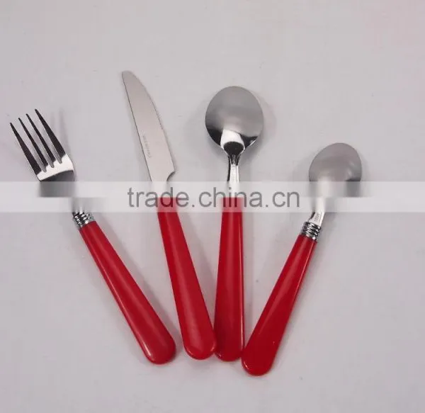 Red 16Pcs Stainless Steel Cutlery Set With Plastic Handles photo-5