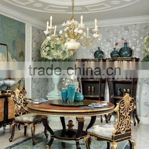 Rococo Palace Wooden Hand Carved Gold Leaf Upholstery Bedroom Set/European Bedroom Furniture(MOQ=1 SET) photo-2