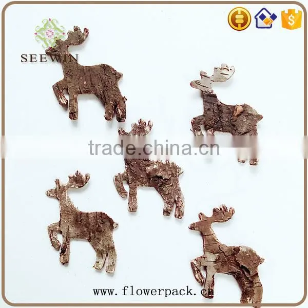 Small Deer Natural Flower Wood Bark Engraving photo-6