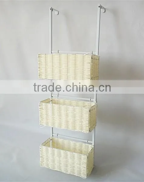 3 Tiers Over the Door Metal and Plastic Hanging Basket Storage Shelf Plastic Basket photo-4