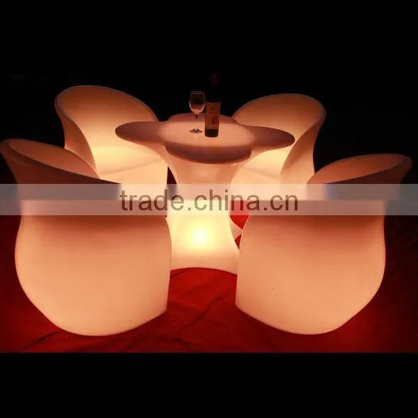 Outdoor or Indoor High Quality PE Infrared Remote Control Led Table and Chair Set photo-2