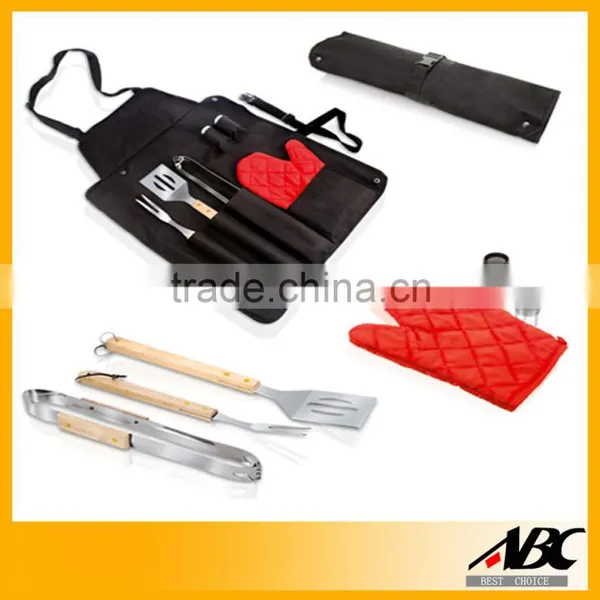 Fashion Style Apron Bag Wooden Handle BBQ Tool Set photo-3