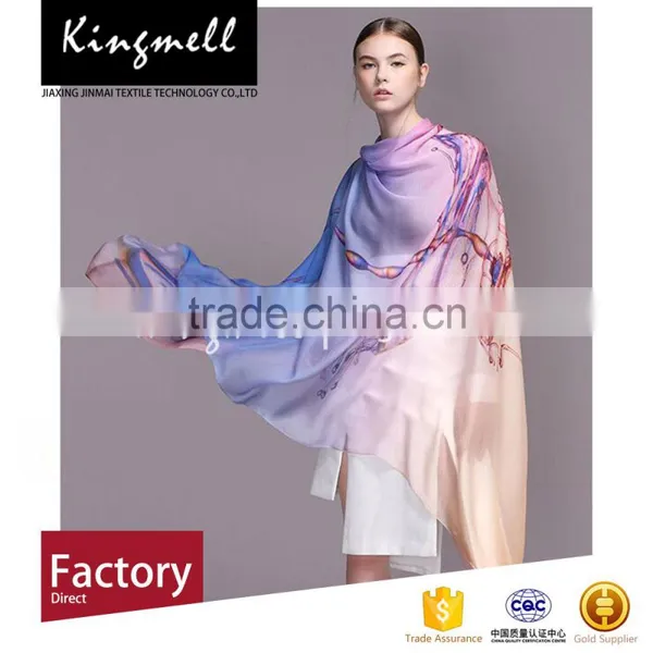 Custom Digital Printed Classic Women Scarf 100% Silk Scarf Factory China photo-2
