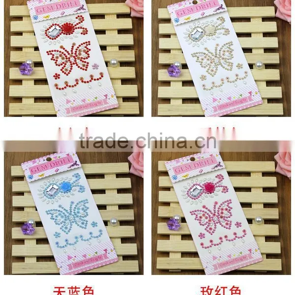 Hot Sale Self Adhesive Multi-Color Shaped Acrylic Sticker Bling Resin Butterfly/Flower Rhinestone Stickers For Decorations photo-6