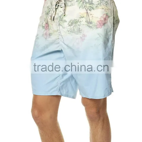 2015 New Design 100% Cotton Mens Printed Shorts Mens Swim Short Beach Style Blue Color Fashion Mens Shorts photo-2