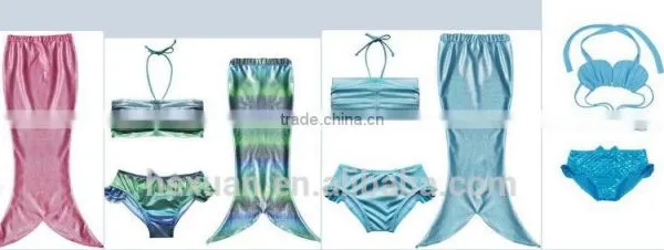 2017 Sexy Swimwear Custom Girl's 3pcs Mermaid Tail Rainbow Princess Bikini Children Bathing Suit Child Cute Swimsuit Kids photo-2