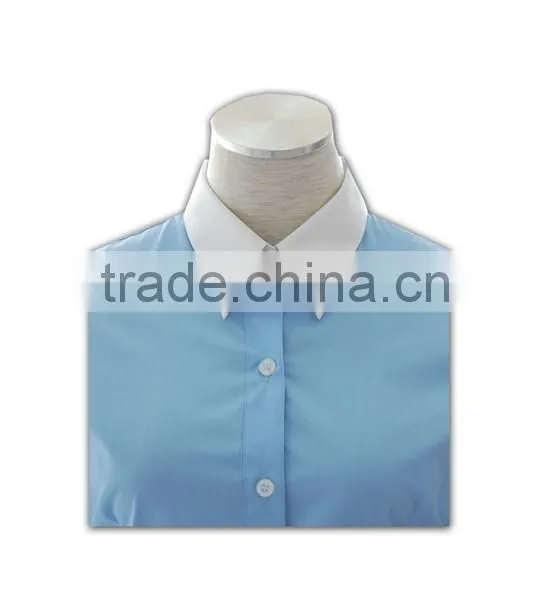 ISO 9001 Audit Factory Stiff Collar T/C Women Office Shirt photo-5