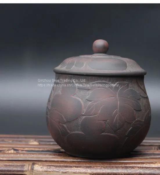 Handmade Jar Nixing Tea Caddy Pottery Pure Clay Tea Canister