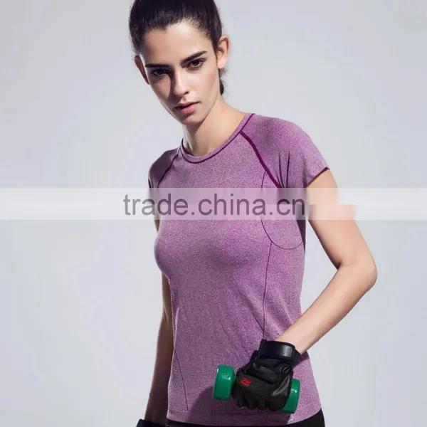 Women's Outdoor Running Combined Sports/yoga Wear t Shirt Plain Fitness Tops photo-2
