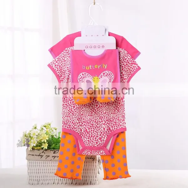 Pink Color New Printing Summer Clothes Baby Newborn Set photo-2